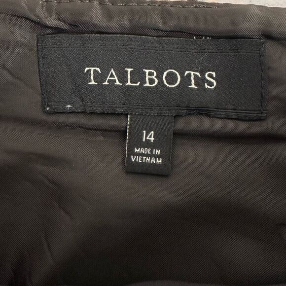 Talbots Women's Houndstooth Wool Blend Skirt size 14 Brown Camel - Picture 6 of 6